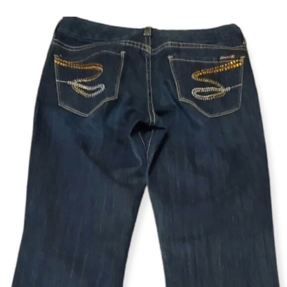 Seven7 Low Rise Embellished Dark Wash Bootcut Jeans Size 28 - Picture 4 of 9